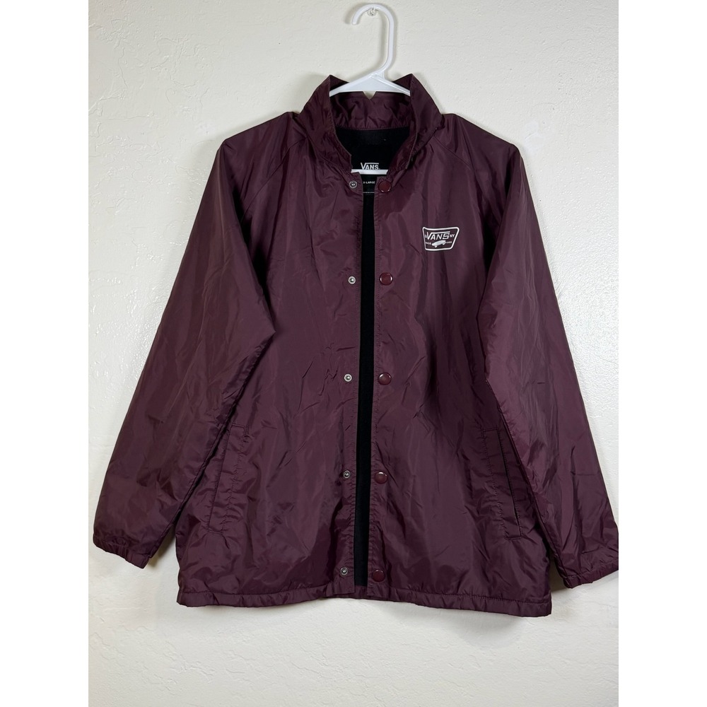 Vans Maroon Burgundy Mens Fleece Lined Windbreaker Logo Torrey Coaches Jacket XL